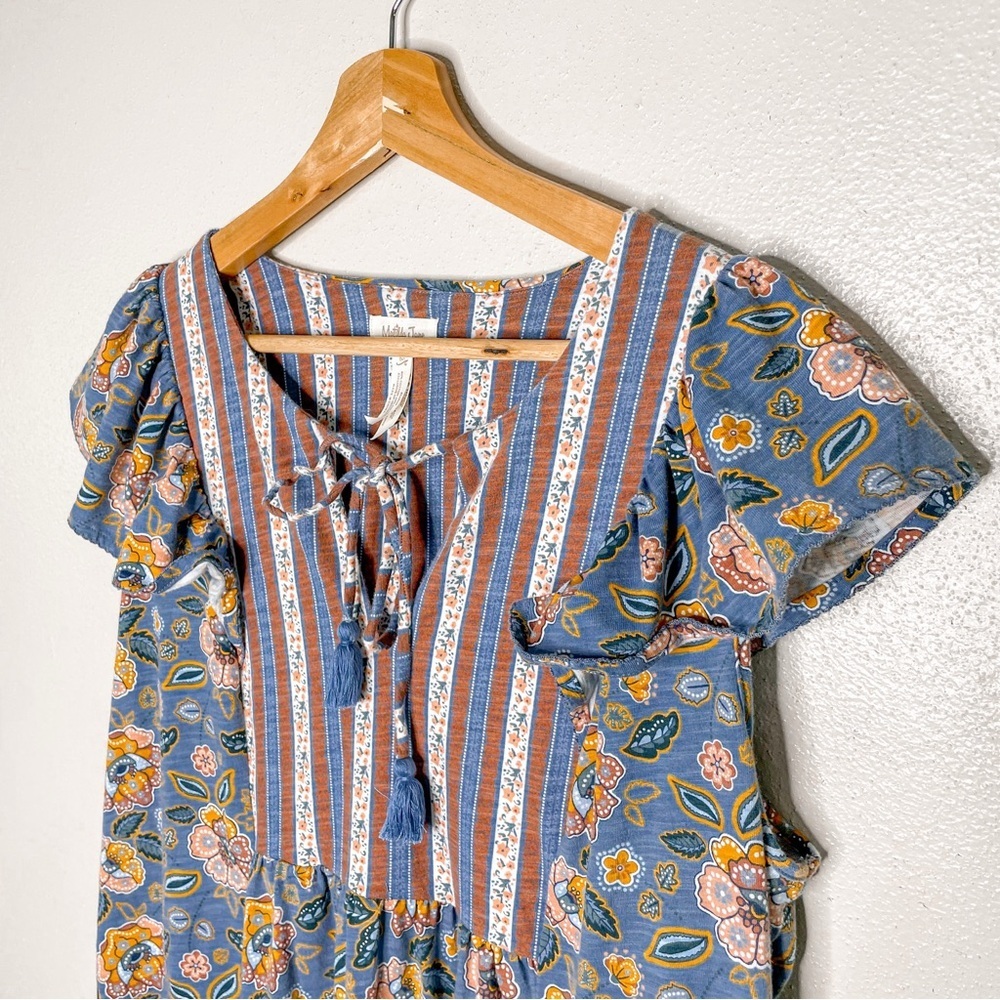 Matilda Jane | Heart To Heart Pasture Blue Floral Flutter Sleeve Dress View 4